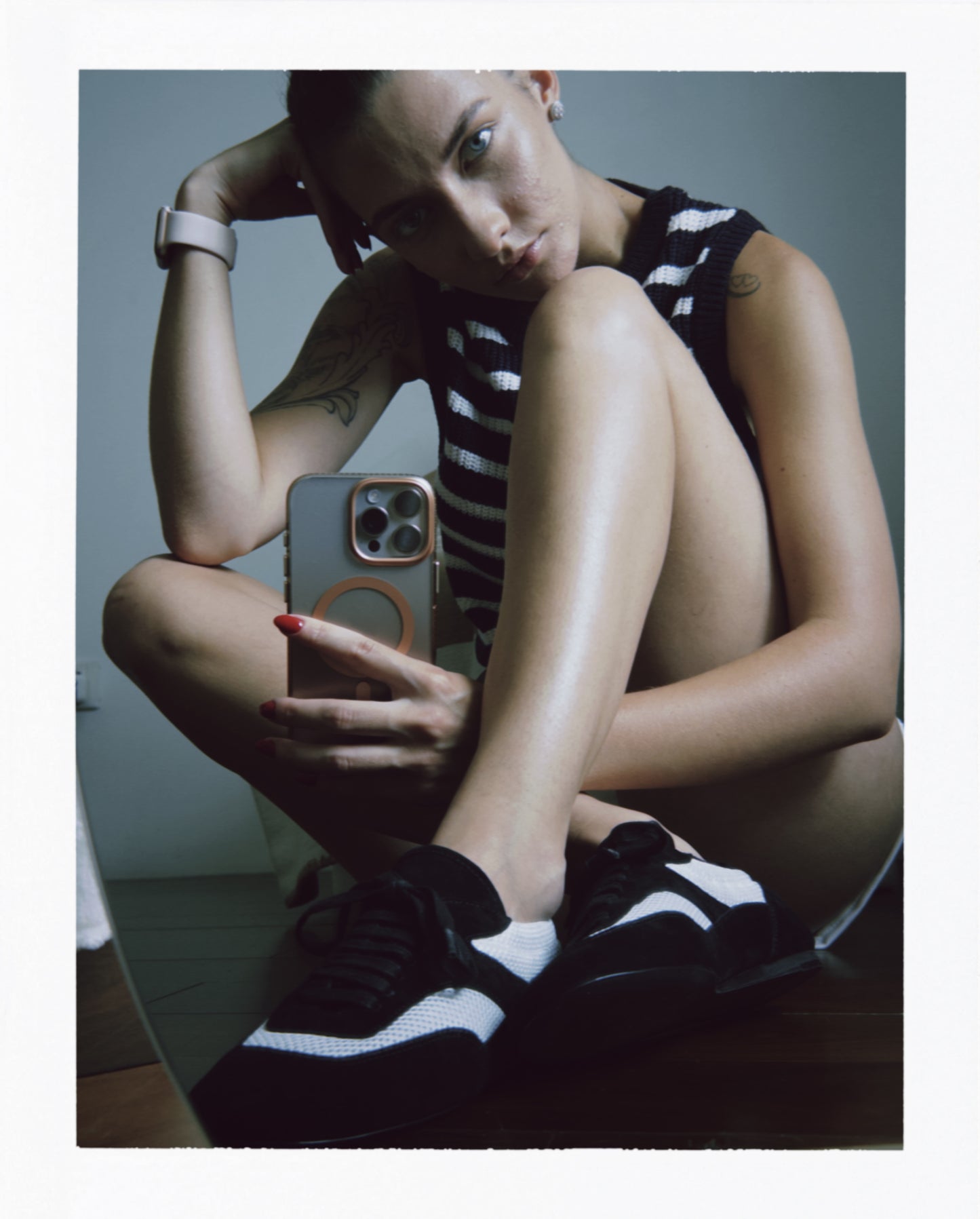 White and Black Leather Tennis