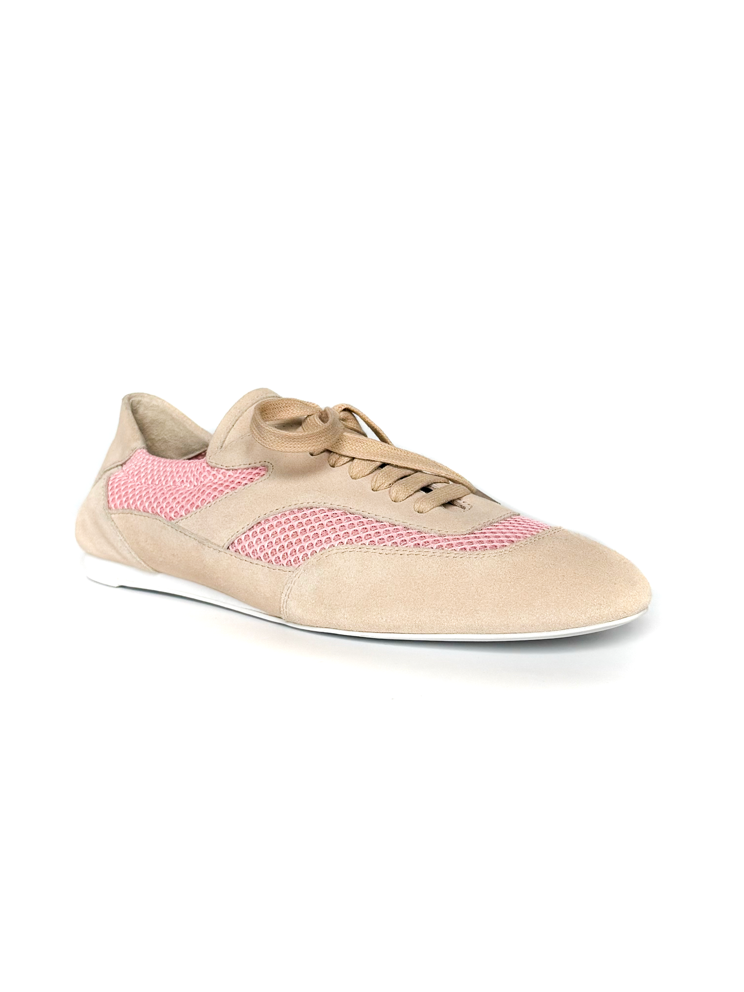 Leather Tennis with Pink Mesh