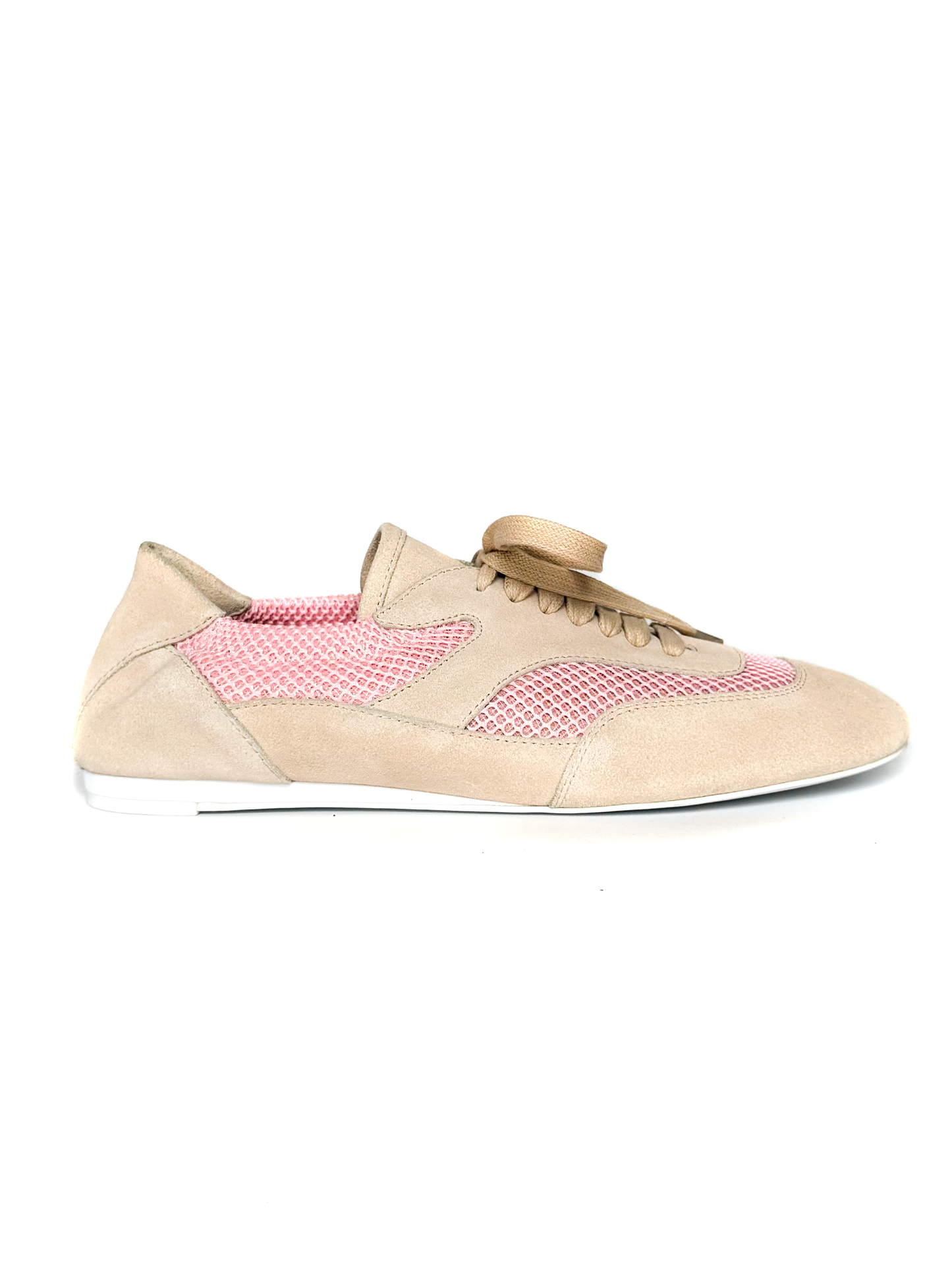 Leather Tennis with Pink Mesh
