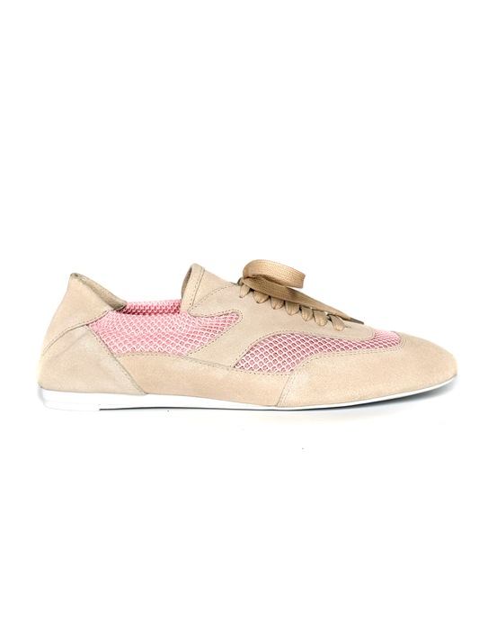Leather Tennis with Pink Mesh