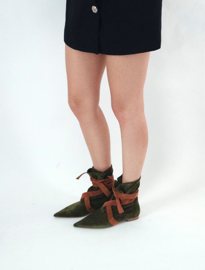 Bota de camurça verde